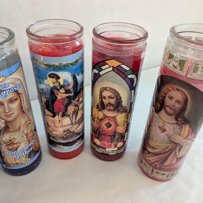 Religious Glass Jar Prayer Candles