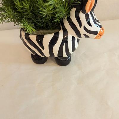 Zebra Black & White Ceramic Animal Pot