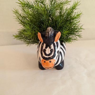 Zebra Black & White Ceramic Animal Pot
