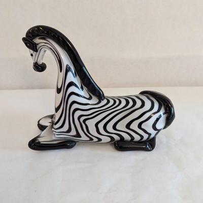 Zebra Hand Blown Glass Art Statue Figurine