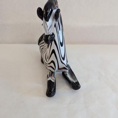 Zebra Hand Blown Glass Art Statue Figurine