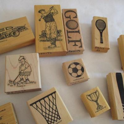 Various Sports Wood Rubber Stamps Craft Card Art Making Wooden Stamps
