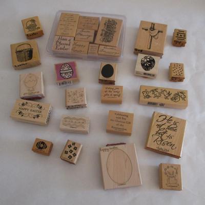 Various Easter Wood Rubber Stamps Craft Card Art Making Wooden Stamps
