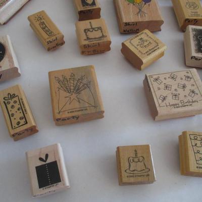 Various Party Wood Rubber Stamps Craft Card Art Making Wooden Stamps