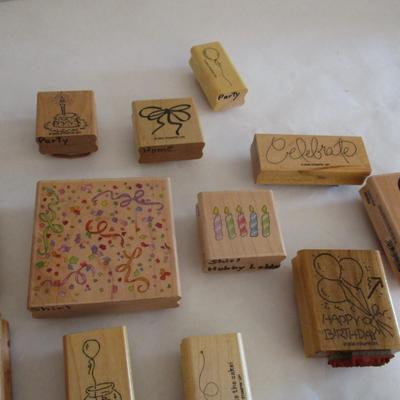 Various Party Wood Rubber Stamps Craft Card Art Making Wooden Stamps