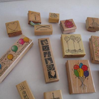 Various Party Wood Rubber Stamps Craft Card Art Making Wooden Stamps