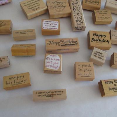 Various Happy Birthday Wood Rubber Stamps Craft Card Art Making Wooden Stamps