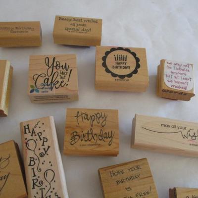 Various Happy Birthday Wood Rubber Stamps Craft Card Art Making Wooden Stamps