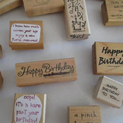 Various Happy Birthday Wood Rubber Stamps Craft Card Art Making Wooden Stamps