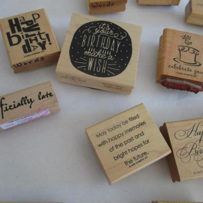 Various Happy Birthday Wood Rubber Stamps Craft Card Art Making Wooden Stamps