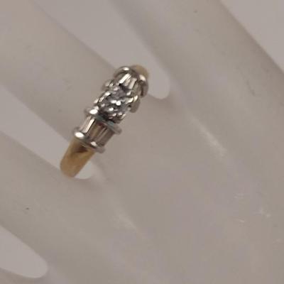 14 Karat Yellow Gold Diamond Ring- Size 7 1/2- Approx Total Weight 4.6 Grams (#55)