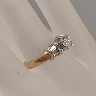 14 Karat Yellow Gold Diamond Ring- Size 7 1/2- Approx Total Weight 4.6 Grams (#55)