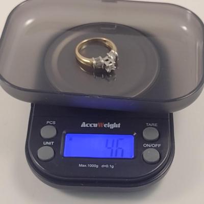 14 Karat Yellow Gold Diamond Ring- Size 7 1/2- Approx Total Weight 4.6 Grams (#55)