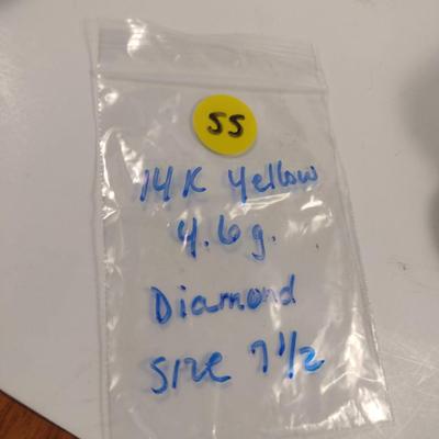 14 Karat Yellow Gold Diamond Ring- Size 7 1/2- Approx Total Weight 4.6 Grams (#55)