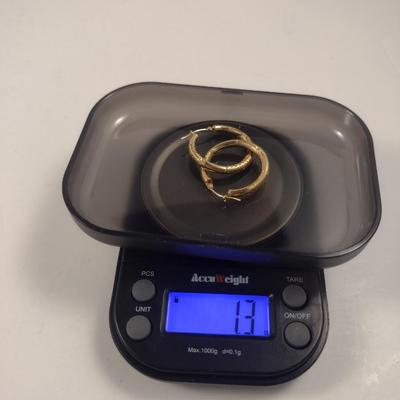 10 Karat Yellow Gold Earrings- Approx Total Weight 1.3 Grams (#56)