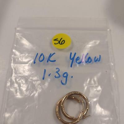 10 Karat Yellow Gold Earrings- Approx Total Weight 1.3 Grams (#56)