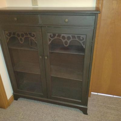 Wooden Two Drawer Book Cabinet- Approx 37 3/4" x 10" x 43 1/2" Tall
