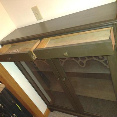 Wooden Two Drawer Book Cabinet- Approx 37 3/4" x 10" x 43 1/2" Tall
