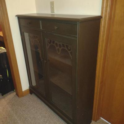 Wooden Two Drawer Book Cabinet- Approx 37 3/4" x 10" x 43 1/2" Tall
