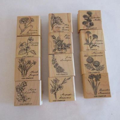 Various Monthly Wood Rubber Stamps Craft Card Art Making Wooden Stamps