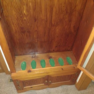 Wooden Six Slot Sportsman's Cabinet with Glass Door- Approx 31 1/2" x 10 3/4" x 72" Tall