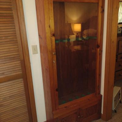 Wooden Six Slot Sportsman's Cabinet with Glass Door- Approx 31 1/2" x 10 3/4" x 72" Tall