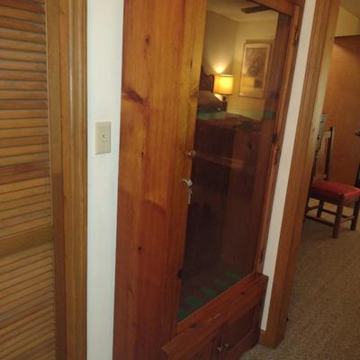 Wooden Six Slot Sportsman's Cabinet with Glass Door- Approx 31 1/2" x 10 3/4" x 72" Tall