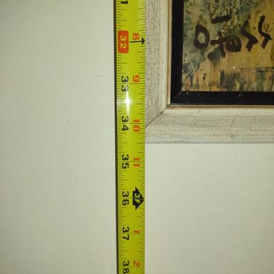 Framed Mid-Century Modernist Print by Oliver Foss- Approx 34 1/2" x 14"