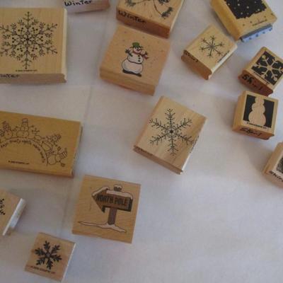 Various Winter Wood Rubber Stamps Craft Card Art Making Wooden Stamps