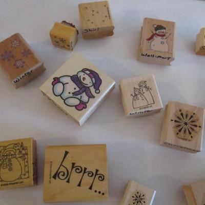 Various Winter Wood Rubber Stamps Craft Card Art Making Wooden Stamps