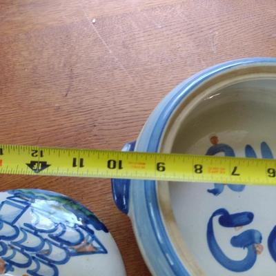 Hand Painted Pottery Covered Casserole Dish