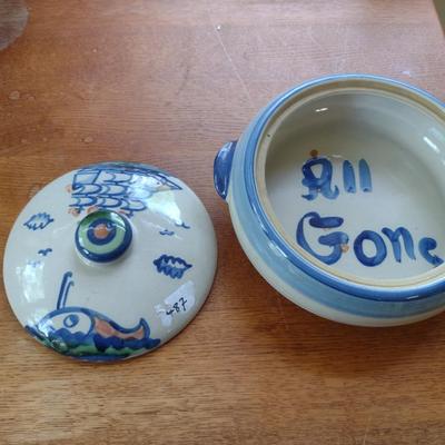 Hand Painted Pottery Covered Casserole Dish