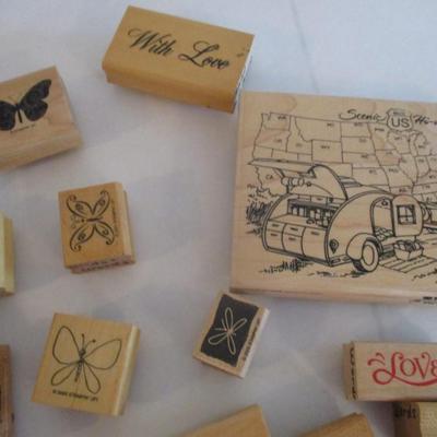 Various Wood Rubber Stamps Craft Card Art Making Wooden Stamps