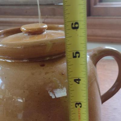 Glazed Pottery Bean Pot with Lid