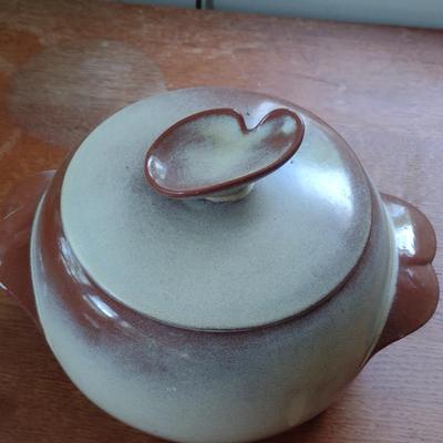 Frankoma Glazed Pottery Bean Pot with Lid