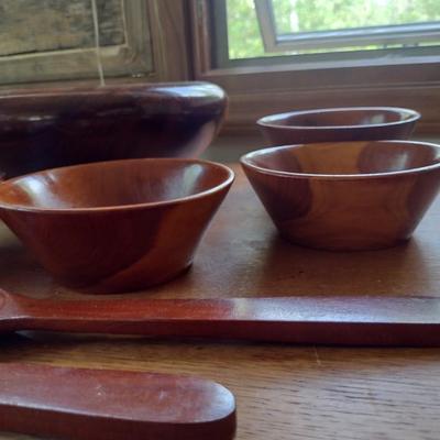 Turned Wood Salad Set- 9 Pieces