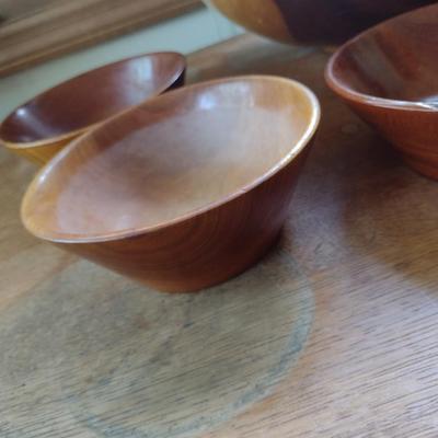 Turned Wood Salad Set- 9 Pieces