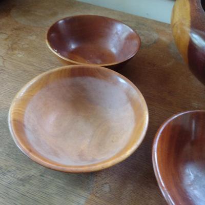 Turned Wood Salad Set- 9 Pieces