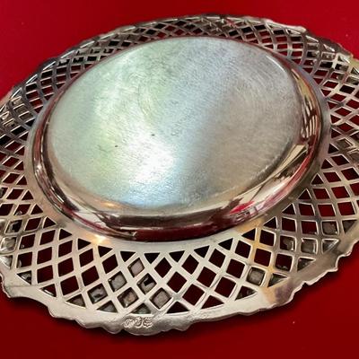 Ornate silver plated tray with grape clusters