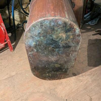 Large Antique Copper Tub With Wood Handles