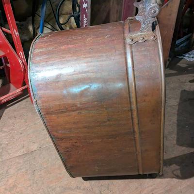 Large Antique Copper Tub With Wood Handles