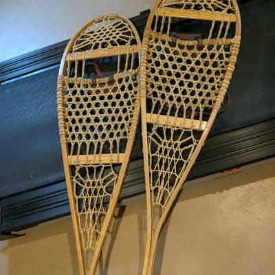 Vintage Like New Snocraft Rawhide & Wood Snow Shoes
