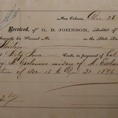 G.B. Johnson, Auditor of Public Accounts, New Orleans 1876 (8 total)