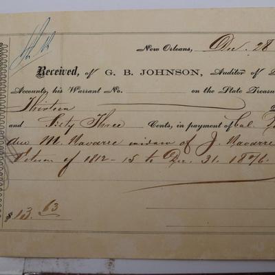 G.B. Johnson, Auditor of Public Accounts, New Orleans 1876 (8 total)