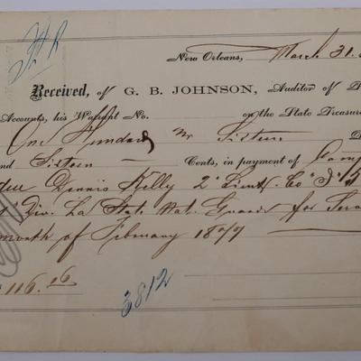 G.B. Johnson, Auditor of Public Accounts, New Orleans 1876 (8 total)