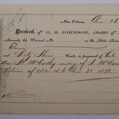 G.B. Johnson, Auditor of Public Accounts, New Orleans 1876 (8 total)