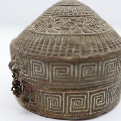 Antique Repousse Domed Container w/ Lid