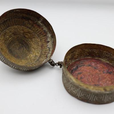Antique Repousse Domed Container w/ Lid