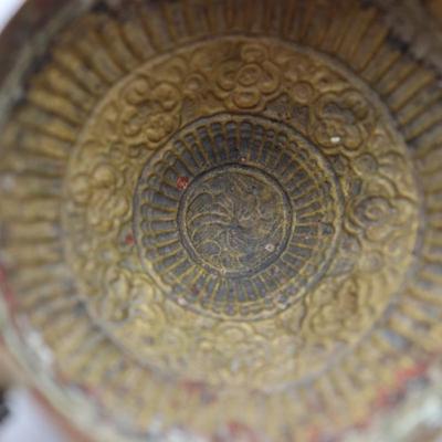 Antique Repousse Domed Container w/ Lid