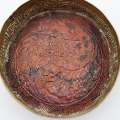 Antique Repousse Domed Container w/ Lid